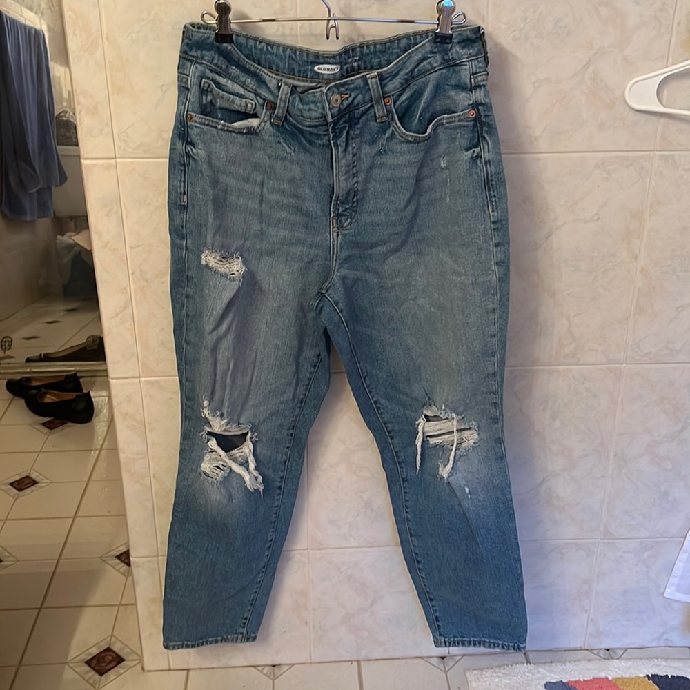 Ripped blue jeans